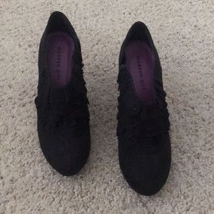 Steve Madden stiletto booties with ruffle accent